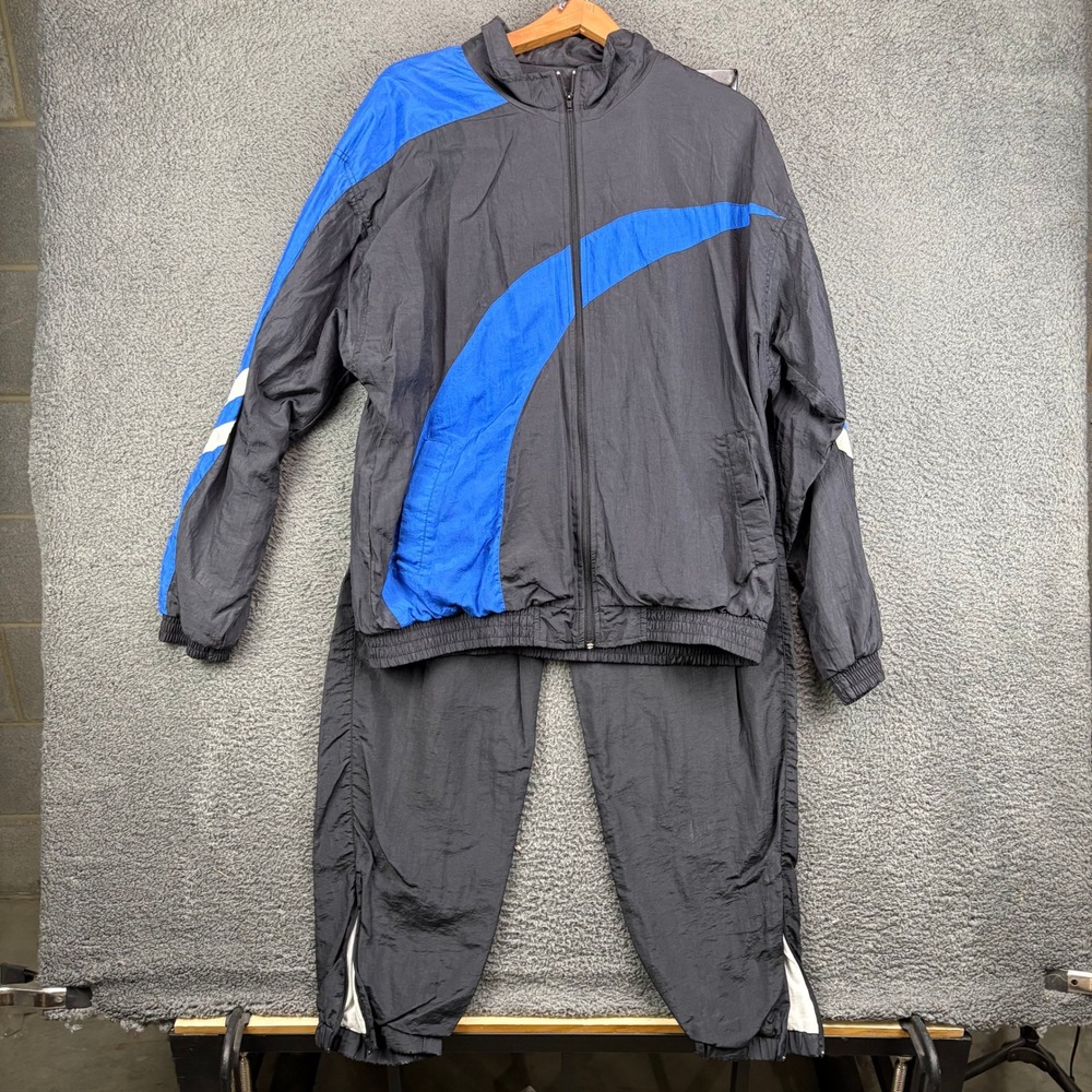 Sportclub Vintage 90s Mens‎ Tracksuit Black Blue Colorblock Nylon Windbreaker L